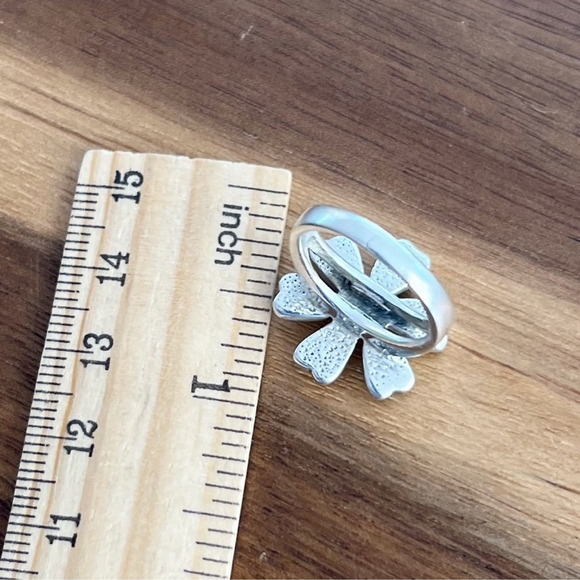 Vintage Sterling Silver 925 Size 6 Turquoise Pink Conch Multi Inlay Flower Ring - Picture 9 of 10